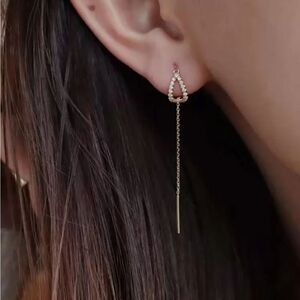 Gold Teardrop Chain Earrings A1422